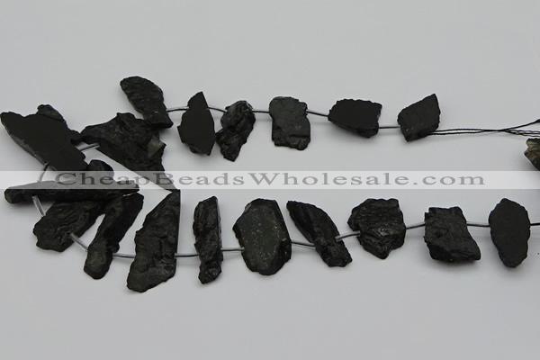 CTD438 Top drilled 10*25mm - 20*45mm freeform black tourmaline beads