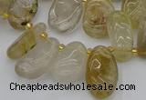 CTD449 Top drilled 10*14mm - 12*20mm freeform golden rutilated quartz beads