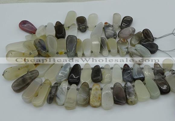 CTD465 15.5 inches 12*25mm - 15*45mm freeform grey agate beads