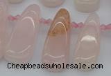 CTD476 Top drilled 12*25mm - 15*45mm freeform rose quartz beads