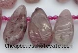 CTD484 Top drilled 10*22mm - 15*45mm freeform strawberry quartz beads