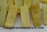 CTD498 Top drilled 10*25mm - 10*45mm sticks yellow jade beads