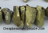 CTD549 Top drilled 12*20mm - 12*25mm nuggets plated quartz beads