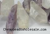 CTD621 12*22mm - 15*40mm nuggets amethyst & white crystal beads