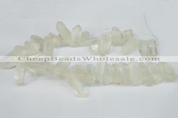 CTD625 Top drilled 10*25mm - 12*35mm faceted nuggets white crystal beads