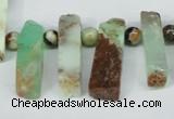 CTD639 Top drilled 8*20mm - 8*45mm wand australia chrysoprase beads