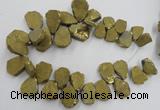 CTD901 Top drilled 15*20mm - 20*30mm freeform plated quartz beads