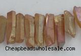 CTD911 Top drilled 5*15mm - 6*25mm wand plated quartz beads