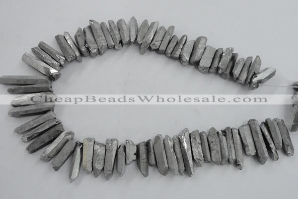 CTD916 Top drilled 6*25mm - 8*40mm wand plated quartz beads