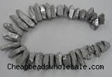 CTD922 Top drilled 15*20mm - 18*38mm wand plated quartz beads