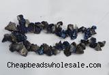 CTD945 Top drilled 10*15mm - 15*25mm nuggets plated druzy agate beads