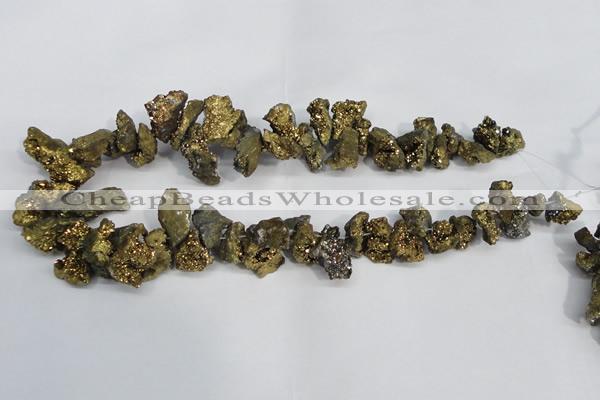 CTD946 Top drilled 10*15mm - 15*25mm nuggets plated druzy agate beads