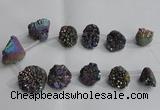 CTD993 Top drilled 12*15mm - 18*25mm nuggets plated druzy agate beads