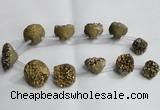 CTD994 Top drilled 12*15mm - 18*25mm nuggets plated druzy agate beads