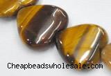 CTE07 20mm heart shape yellow tiger eye beads Wholesale