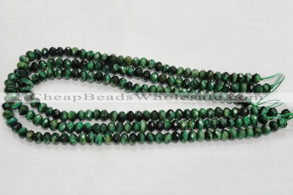 CTE1021 15.5 inches 5*8mm faceted rondelle dyed green tiger eye beads