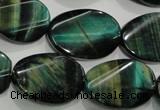 CTE1078 15.5 inches 18*25mm twisted oval dyed green tiger eye beads