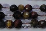 CTE1131 15 inches 6mm faceted round mixed tiger eye & white crystal beads