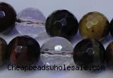 CTE1133 15 inches 10mm faceted round mixed tiger eye & white crystal beads