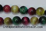 CTE134 15.5 inches 10mm round dyed tiger eye gemstone beads