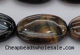 CTE1367 15.5 inches 25*35mm oval yellow & blue tiger eye beads