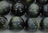 CTE1453 15.5 inches 10mm round golden & blue tiger eye beads