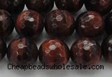 CTE1464 15.5 inches 12mm faceted round red tiger eye beads