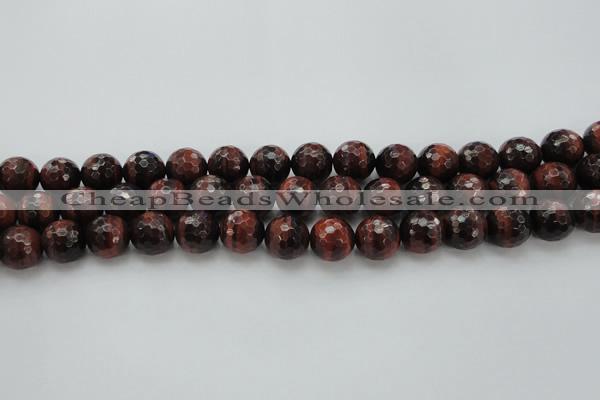 CTE1464 15.5 inches 12mm faceted round red tiger eye beads