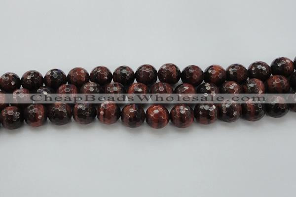 CTE1466 15.5 inches 16mm faceted round red tiger eye beads