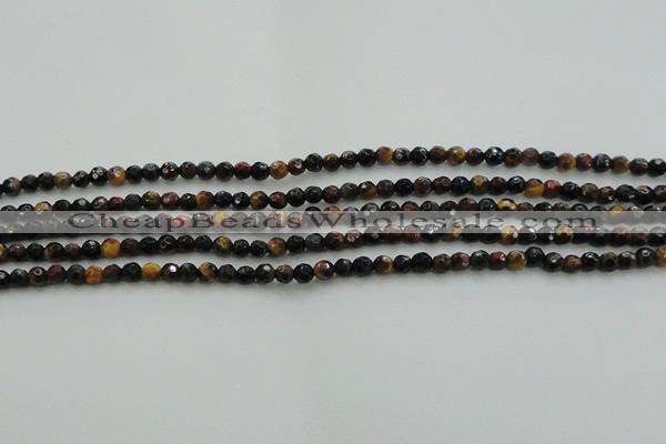 CTE1470 15.5 inches 4mm faceted round mixed tiger eye beads