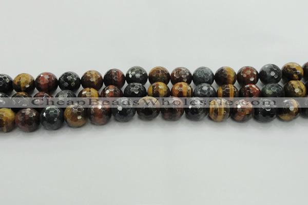 CTE1475 15.5 inches 14mm faceted round mixed tiger eye beads