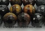 CTE1476 15.5 inches 16mm faceted round mixed tiger eye beads