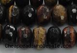 CTE1484 15.5 inches 8*14mm faceted rondelle mixed tiger eye beads