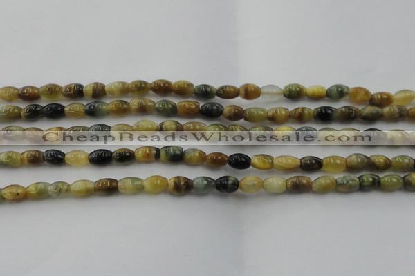 CTE1551 15.5 inches 5*8mm rice golden & blue tiger eye beads wholesale