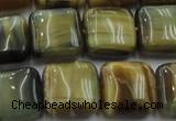 CTE1565 15.5 inches 14*14mm square golden & blue tiger eye beads wholesale