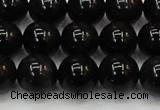 CTE1604 15.5 inches 12mm round AB grade black tiger eye beads