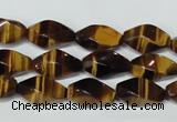 CTE171 15.5 inches 6*12mm twisted rice yellow tiger eye gemstone beads