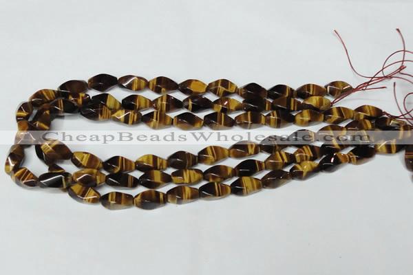 CTE171 15.5 inches 6*12mm twisted rice yellow tiger eye gemstone beads