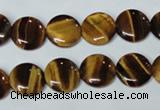 CTE175 15.5 inches 10mm flat round yellow tiger eye gemstone beads