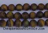 CTE1810 15.5 inches 4mm round matte yellow iron tiger beads