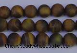 CTE1811 15.5 inches 6mm round matte yellow iron tiger beads