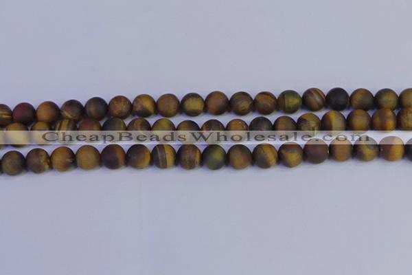 CTE1813 15.5 inches 10mm round matte yellow iron tiger beads