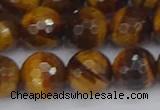 CTE1830 15.5 inches 12mm faceted round yellow tiger eye beads