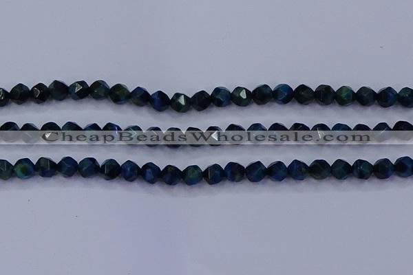 CTE1911 15.5 inches 6mm faceted nuggets blue tiger eye beads