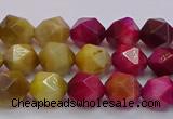 CTE1938 15.5 inches 10mm faceted nuggets mixed tiger eye beads