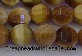 CTE1998 15.5 inches 10mm faceted round golden tiger eye beads