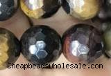 CTE2004 15.5 inches 12mm faceted round AB-color mixed tiger eye beads