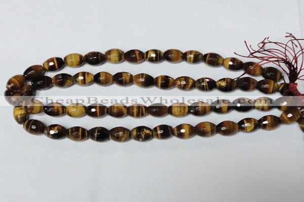 CTE208 15.5 inches 10*14mm faceted rice yellow tiger eye beads