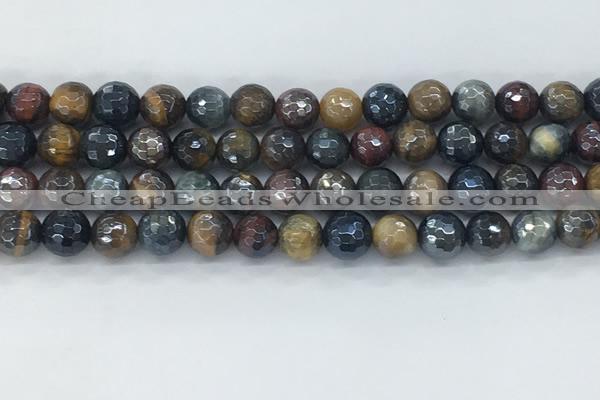 CTE2094 15.5 inches 8mm faceted round AB-color mixed tiger eye beads