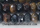 CTE2101 15.5 inches 4*6mm faceted rondelle AB-color mixed tiger eye beads